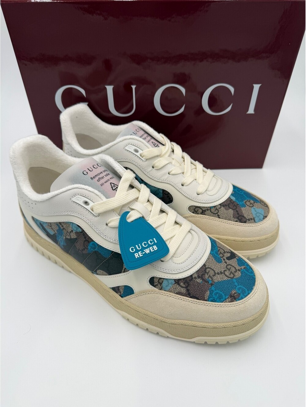 Gucci Re Web Sneakers Beige Mens Size 11/44 New